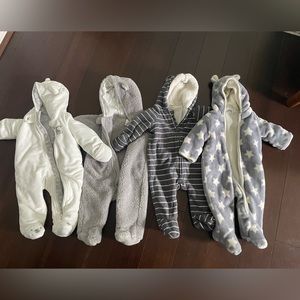 Bundle of 4 gender neutral fleece baby buntings